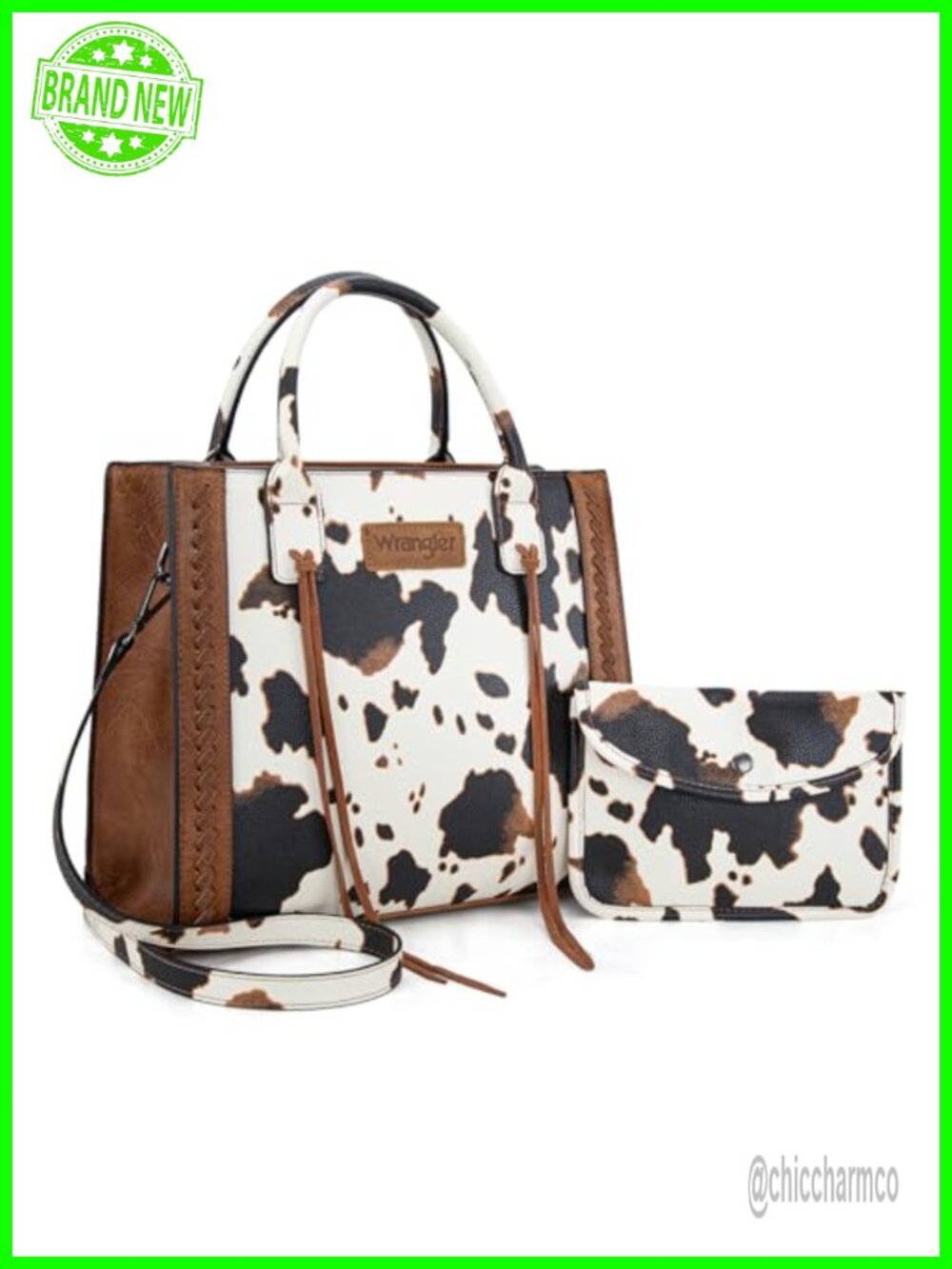 Wrangler Tote Bag for Women Vegan Leather Satchel Purse and Wallet Set